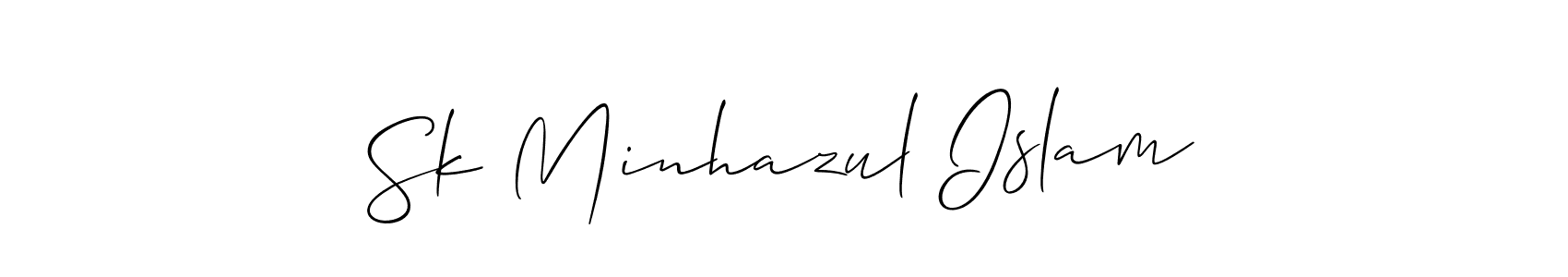 Allison_Script is a professional signature style that is perfect for those who want to add a touch of class to their signature. It is also a great choice for those who want to make their signature more unique. Get Sk Minhazul Islam name to fancy signature for free. Sk Minhazul Islam signature style 2 images and pictures png