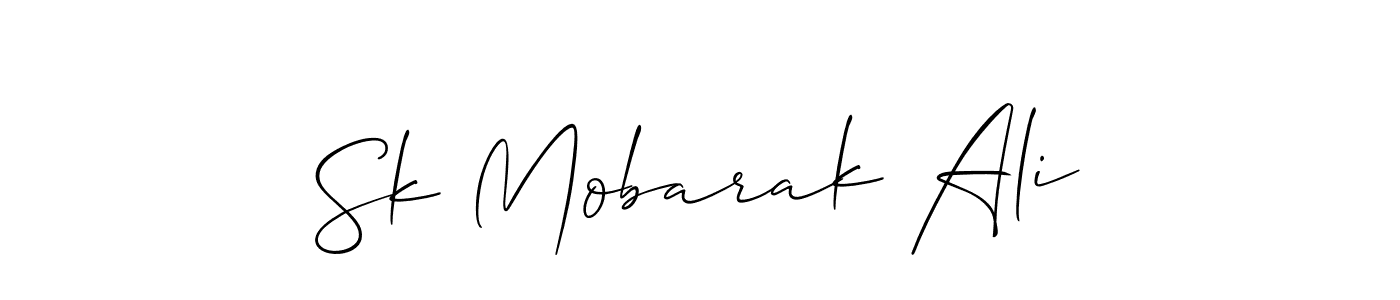 How to make Sk Mobarak Ali name signature. Use Allison_Script style for creating short signs online. This is the latest handwritten sign. Sk Mobarak Ali signature style 2 images and pictures png