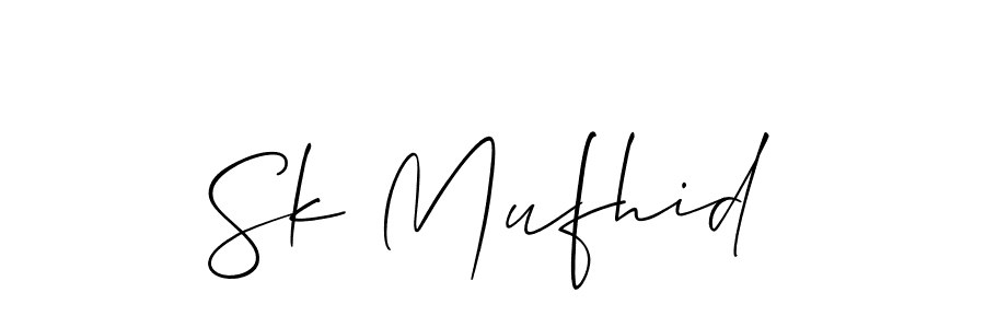 How to make Sk Mufhid name signature. Use Allison_Script style for creating short signs online. This is the latest handwritten sign. Sk Mufhid signature style 2 images and pictures png