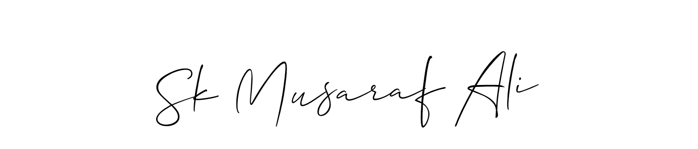 Create a beautiful signature design for name Sk Musaraf Ali. With this signature (Allison_Script) fonts, you can make a handwritten signature for free. Sk Musaraf Ali signature style 2 images and pictures png