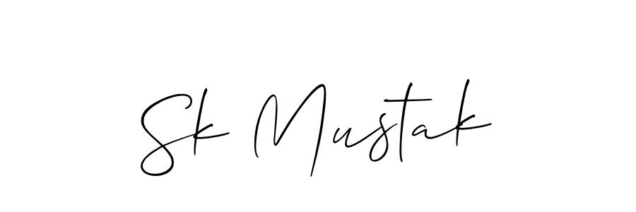 How to make Sk Mustak name signature. Use Allison_Script style for creating short signs online. This is the latest handwritten sign. Sk Mustak signature style 2 images and pictures png