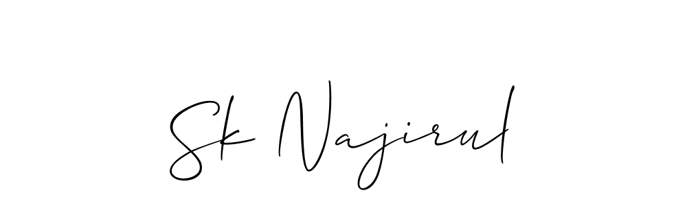 Make a beautiful signature design for name Sk Najirul. With this signature (Allison_Script) style, you can create a handwritten signature for free. Sk Najirul signature style 2 images and pictures png