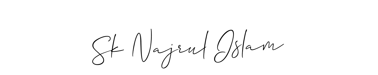 Create a beautiful signature design for name Sk Najrul Islam. With this signature (Allison_Script) fonts, you can make a handwritten signature for free. Sk Najrul Islam signature style 2 images and pictures png