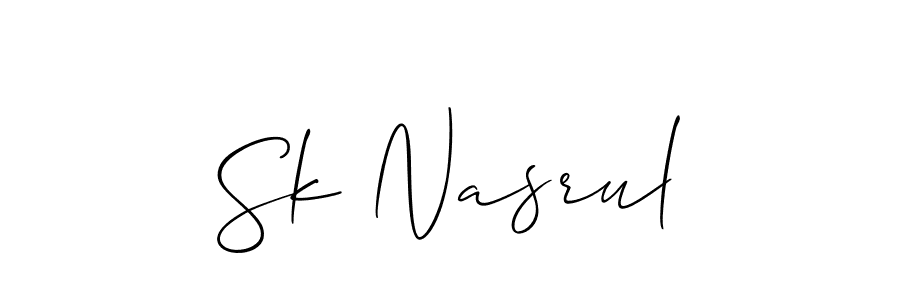 Use a signature maker to create a handwritten signature online. With this signature software, you can design (Allison_Script) your own signature for name Sk Nasrul. Sk Nasrul signature style 2 images and pictures png