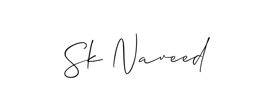 The best way (Allison_Script) to make a short signature is to pick only two or three words in your name. The name Sk Naveed include a total of six letters. For converting this name. Sk Naveed signature style 2 images and pictures png