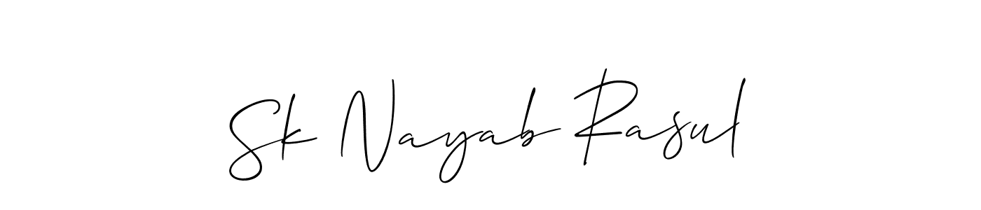 This is the best signature style for the Sk Nayab Rasul name. Also you like these signature font (Allison_Script). Mix name signature. Sk Nayab Rasul signature style 2 images and pictures png