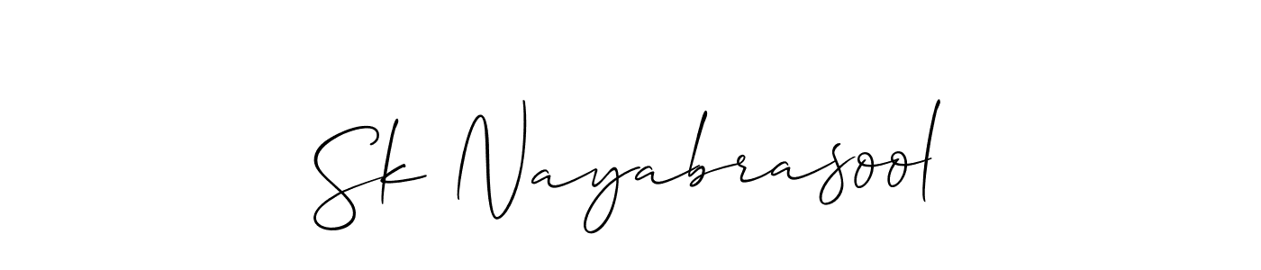 How to make Sk Nayabrasool signature? Allison_Script is a professional autograph style. Create handwritten signature for Sk Nayabrasool name. Sk Nayabrasool signature style 2 images and pictures png