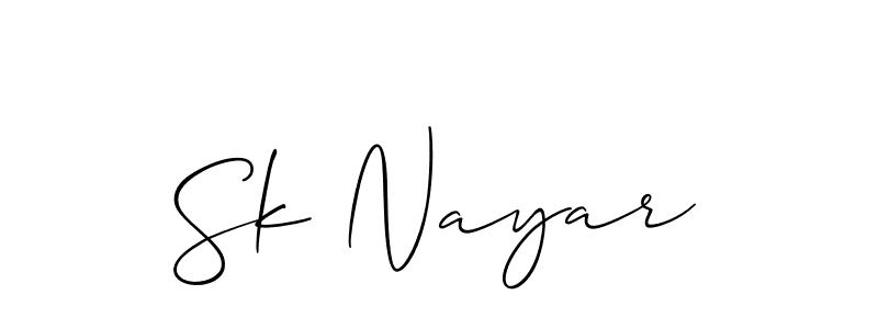 It looks lik you need a new signature style for name Sk Nayar. Design unique handwritten (Allison_Script) signature with our free signature maker in just a few clicks. Sk Nayar signature style 2 images and pictures png