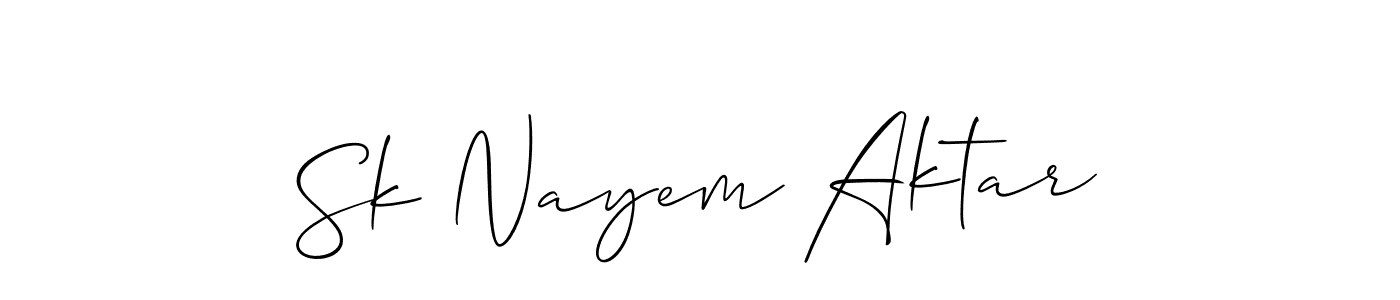 Make a beautiful signature design for name Sk Nayem Aktar. With this signature (Allison_Script) style, you can create a handwritten signature for free. Sk Nayem Aktar signature style 2 images and pictures png