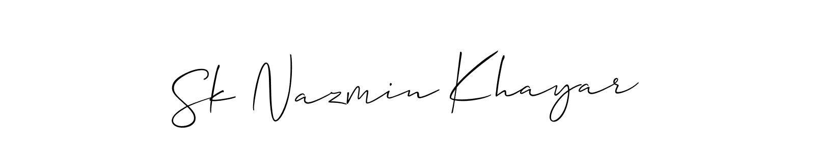 It looks lik you need a new signature style for name Sk Nazmin Khayar. Design unique handwritten (Allison_Script) signature with our free signature maker in just a few clicks. Sk Nazmin Khayar signature style 2 images and pictures png