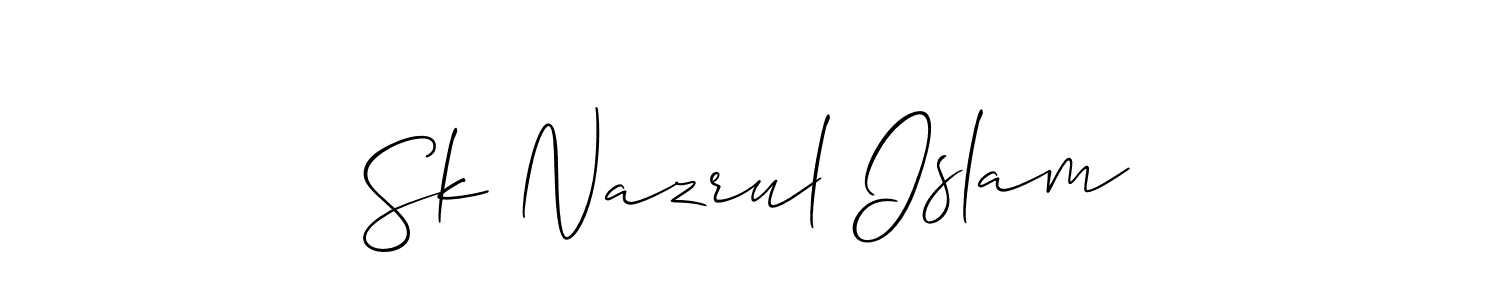 The best way (Allison_Script) to make a short signature is to pick only two or three words in your name. The name Sk Nazrul Islam include a total of six letters. For converting this name. Sk Nazrul Islam signature style 2 images and pictures png