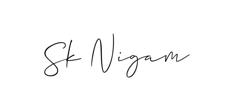 Make a short Sk Nigam signature style. Manage your documents anywhere anytime using Allison_Script. Create and add eSignatures, submit forms, share and send files easily. Sk Nigam signature style 2 images and pictures png