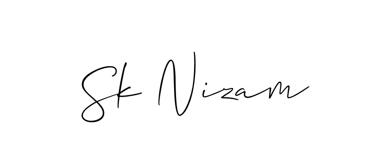 Also we have Sk Nizam name is the best signature style. Create professional handwritten signature collection using Allison_Script autograph style. Sk Nizam signature style 2 images and pictures png