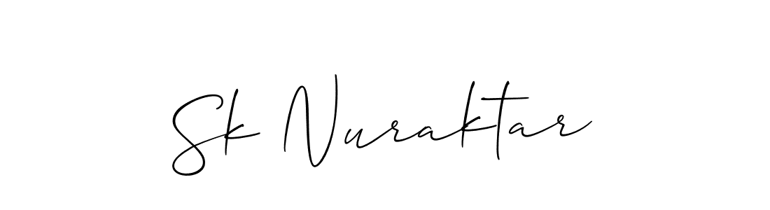 The best way (Allison_Script) to make a short signature is to pick only two or three words in your name. The name Sk Nuraktar include a total of six letters. For converting this name. Sk Nuraktar signature style 2 images and pictures png