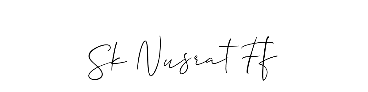 It looks lik you need a new signature style for name Sk Nusrat Ff. Design unique handwritten (Allison_Script) signature with our free signature maker in just a few clicks. Sk Nusrat Ff signature style 2 images and pictures png