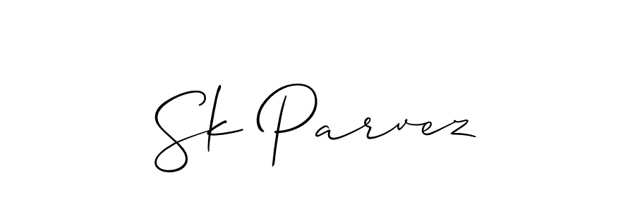 How to make Sk Parvez name signature. Use Allison_Script style for creating short signs online. This is the latest handwritten sign. Sk Parvez signature style 2 images and pictures png