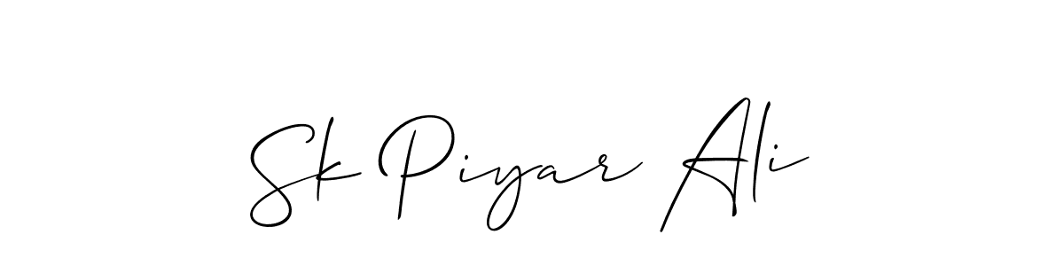 How to make Sk Piyar Ali name signature. Use Allison_Script style for creating short signs online. This is the latest handwritten sign. Sk Piyar Ali signature style 2 images and pictures png