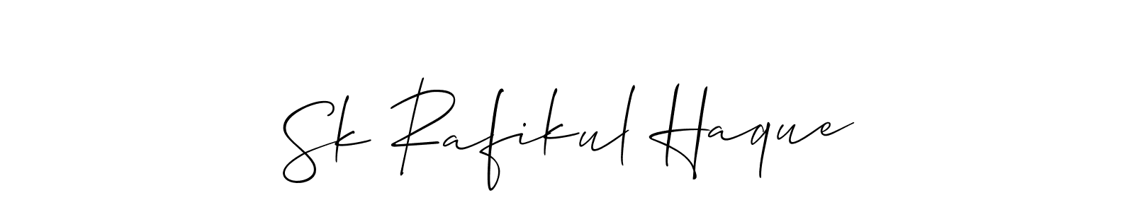 This is the best signature style for the Sk Rafikul Haque name. Also you like these signature font (Allison_Script). Mix name signature. Sk Rafikul Haque signature style 2 images and pictures png