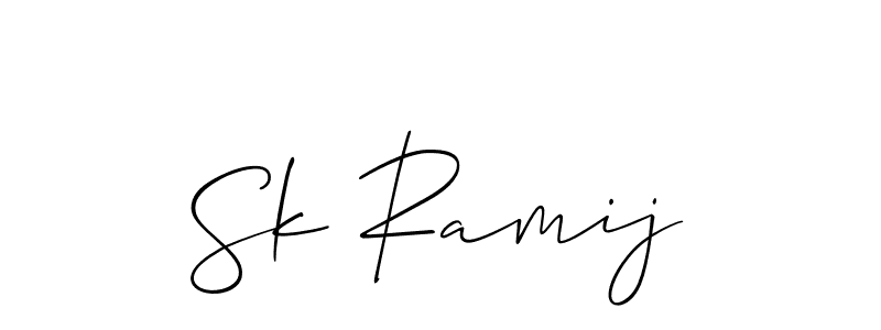 The best way (Allison_Script) to make a short signature is to pick only two or three words in your name. The name Sk Ramij include a total of six letters. For converting this name. Sk Ramij signature style 2 images and pictures png