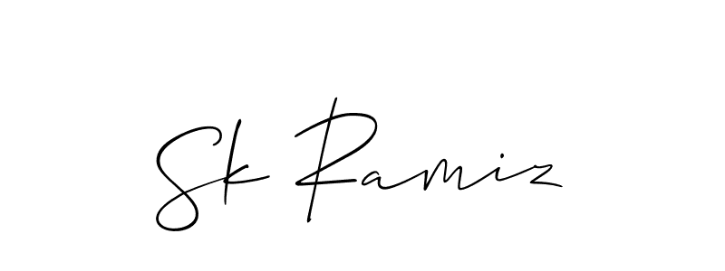 Use a signature maker to create a handwritten signature online. With this signature software, you can design (Allison_Script) your own signature for name Sk Ramiz. Sk Ramiz signature style 2 images and pictures png