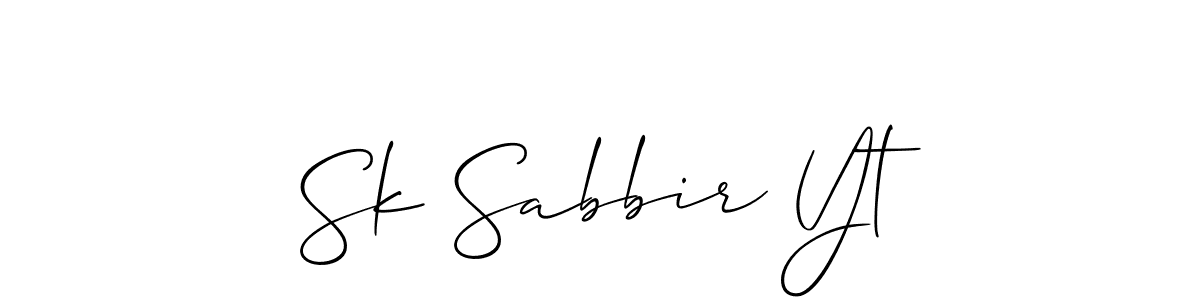 The best way (Allison_Script) to make a short signature is to pick only two or three words in your name. The name Sk Sabbir Yt include a total of six letters. For converting this name. Sk Sabbir Yt signature style 2 images and pictures png