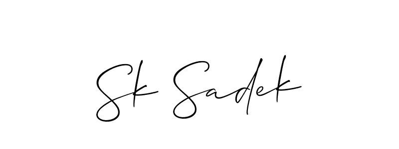It looks lik you need a new signature style for name Sk Sadek. Design unique handwritten (Allison_Script) signature with our free signature maker in just a few clicks. Sk Sadek signature style 2 images and pictures png