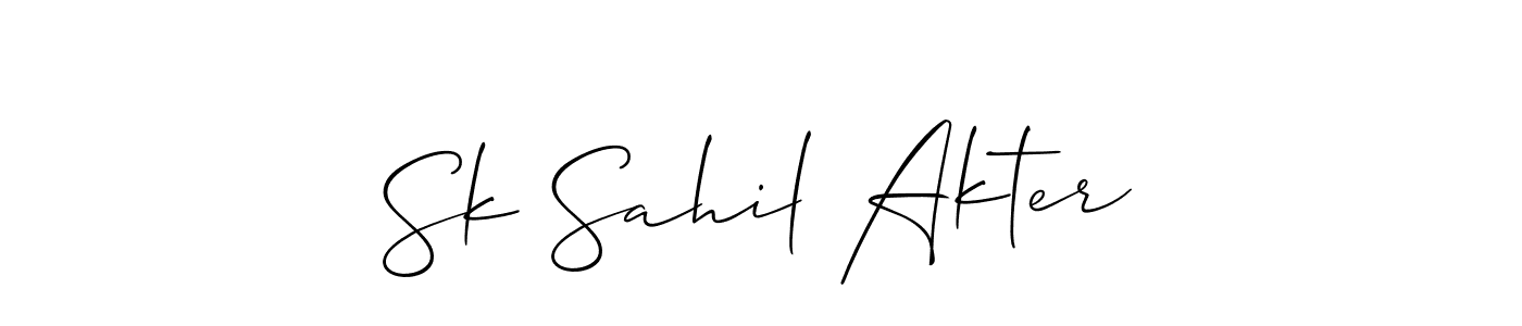 if you are searching for the best signature style for your name Sk Sahil Akter. so please give up your signature search. here we have designed multiple signature styles  using Allison_Script. Sk Sahil Akter signature style 2 images and pictures png