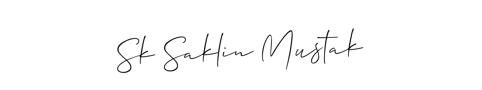 Use a signature maker to create a handwritten signature online. With this signature software, you can design (Allison_Script) your own signature for name Sk Saklin Mustak. Sk Saklin Mustak signature style 2 images and pictures png