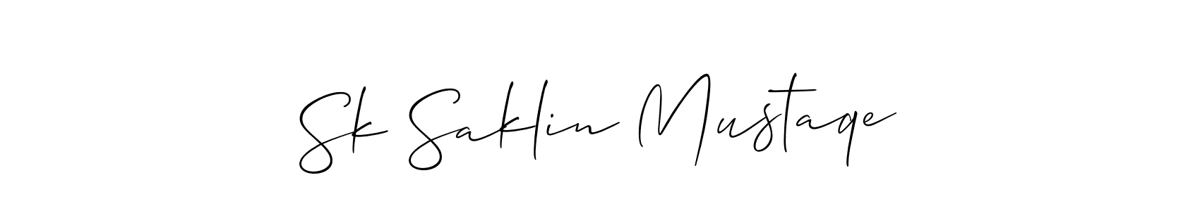 It looks lik you need a new signature style for name Sk Saklin Mustaqe. Design unique handwritten (Allison_Script) signature with our free signature maker in just a few clicks. Sk Saklin Mustaqe signature style 2 images and pictures png