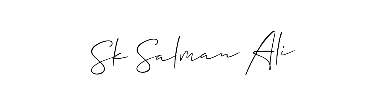 The best way (Allison_Script) to make a short signature is to pick only two or three words in your name. The name Sk Salman Ali include a total of six letters. For converting this name. Sk Salman Ali signature style 2 images and pictures png