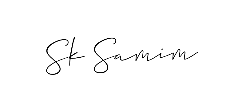 Use a signature maker to create a handwritten signature online. With this signature software, you can design (Allison_Script) your own signature for name Sk Samim. Sk Samim signature style 2 images and pictures png