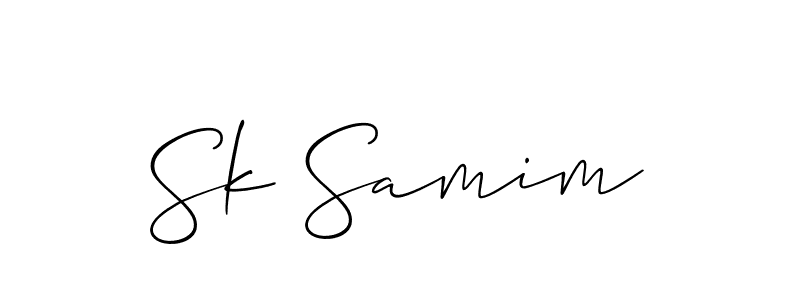 The best way (Allison_Script) to make a short signature is to pick only two or three words in your name. The name Sk Samim include a total of six letters. For converting this name. Sk Samim signature style 2 images and pictures png