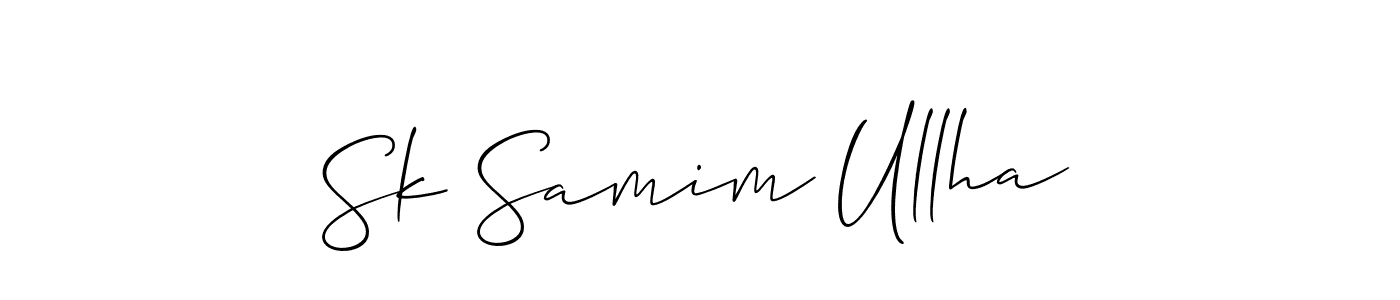 How to make Sk Samim Ullha name signature. Use Allison_Script style for creating short signs online. This is the latest handwritten sign. Sk Samim Ullha signature style 2 images and pictures png