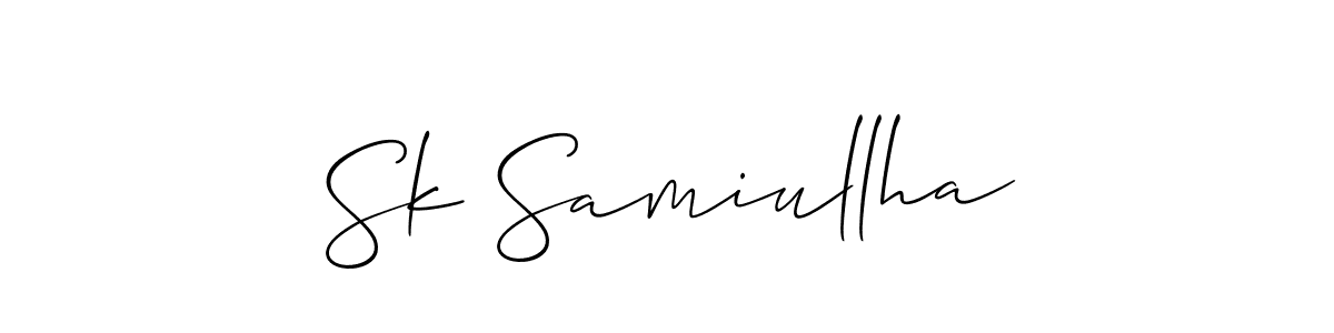 Also You can easily find your signature by using the search form. We will create Sk Samiullha name handwritten signature images for you free of cost using Allison_Script sign style. Sk Samiullha signature style 2 images and pictures png