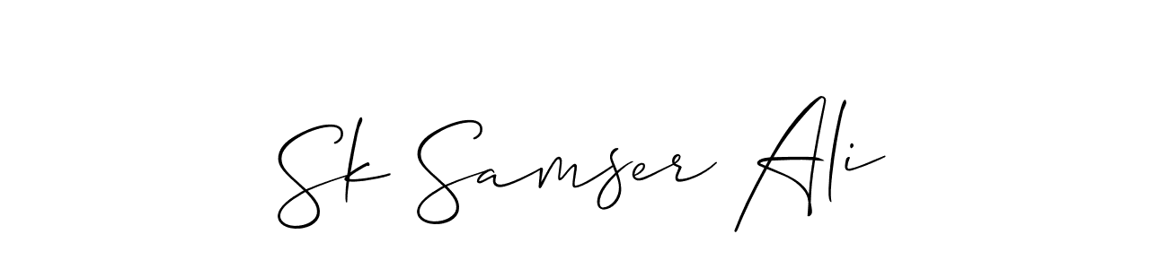 Make a beautiful signature design for name Sk Samser Ali. With this signature (Allison_Script) style, you can create a handwritten signature for free. Sk Samser Ali signature style 2 images and pictures png