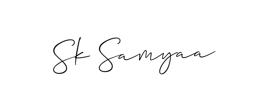 Use a signature maker to create a handwritten signature online. With this signature software, you can design (Allison_Script) your own signature for name Sk Samyaa. Sk Samyaa signature style 2 images and pictures png