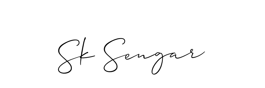 Create a beautiful signature design for name Sk Sengar. With this signature (Allison_Script) fonts, you can make a handwritten signature for free. Sk Sengar signature style 2 images and pictures png