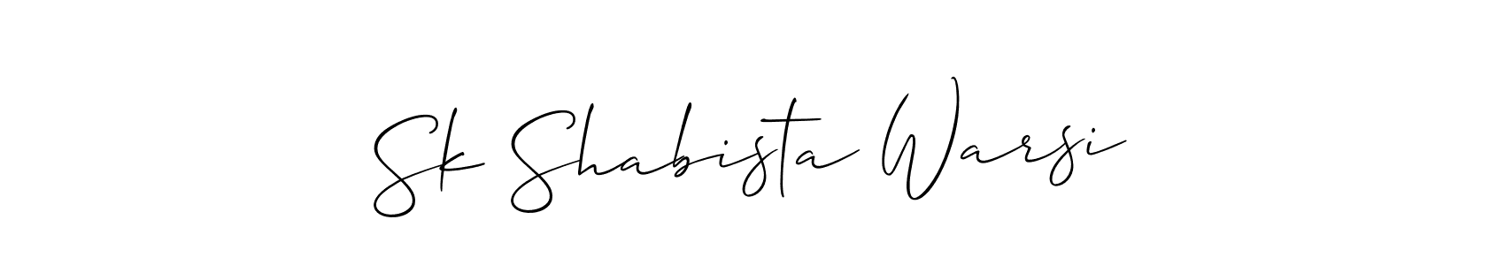 if you are searching for the best signature style for your name Sk Shabista Warsi. so please give up your signature search. here we have designed multiple signature styles  using Allison_Script. Sk Shabista Warsi signature style 2 images and pictures png