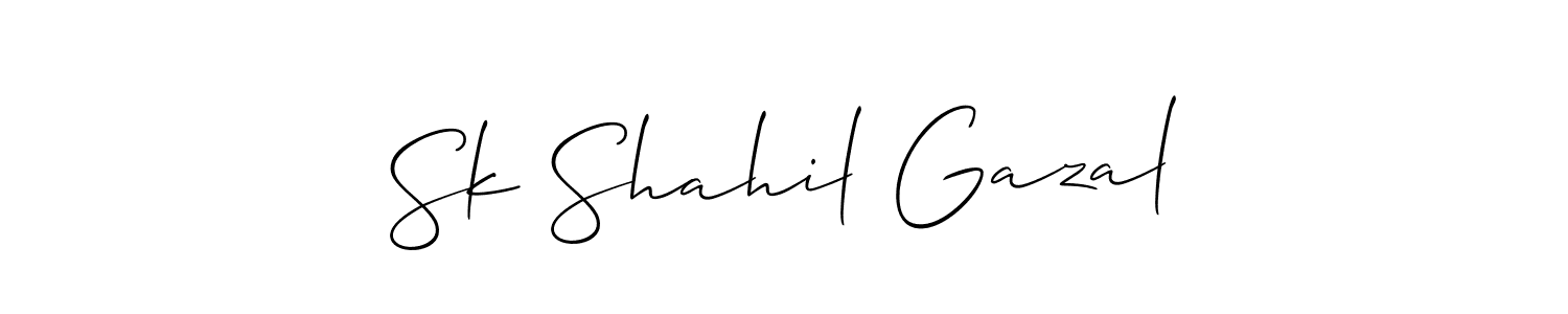 if you are searching for the best signature style for your name Sk Shahil Gazal. so please give up your signature search. here we have designed multiple signature styles  using Allison_Script. Sk Shahil Gazal signature style 2 images and pictures png