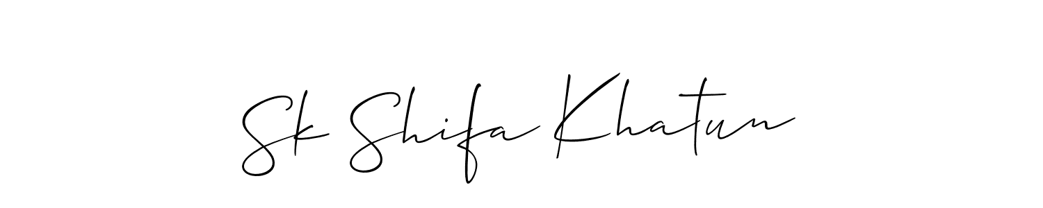 if you are searching for the best signature style for your name Sk Shifa Khatun. so please give up your signature search. here we have designed multiple signature styles  using Allison_Script. Sk Shifa Khatun signature style 2 images and pictures png