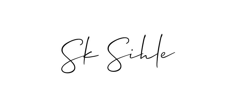 if you are searching for the best signature style for your name Sk Sihle. so please give up your signature search. here we have designed multiple signature styles  using Allison_Script. Sk Sihle signature style 2 images and pictures png