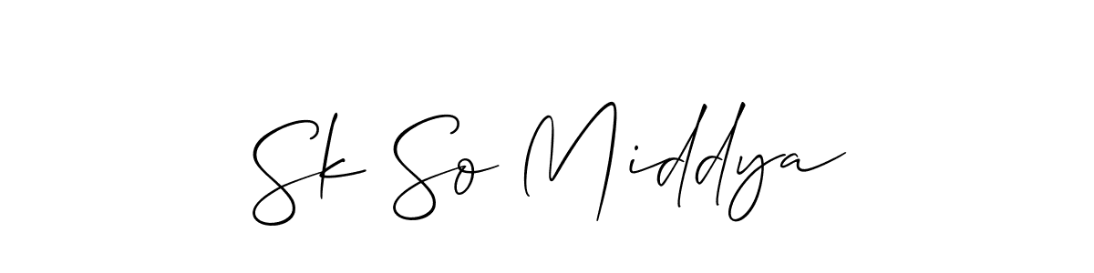 Allison_Script is a professional signature style that is perfect for those who want to add a touch of class to their signature. It is also a great choice for those who want to make their signature more unique. Get Sk So Middya name to fancy signature for free. Sk So Middya signature style 2 images and pictures png