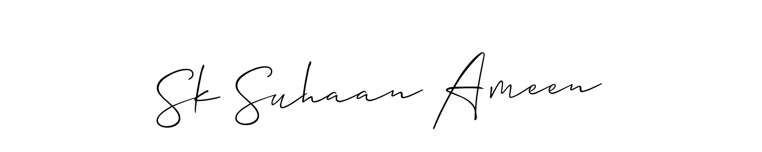 Make a beautiful signature design for name Sk Suhaan Ameen. With this signature (Allison_Script) style, you can create a handwritten signature for free. Sk Suhaan Ameen signature style 2 images and pictures png