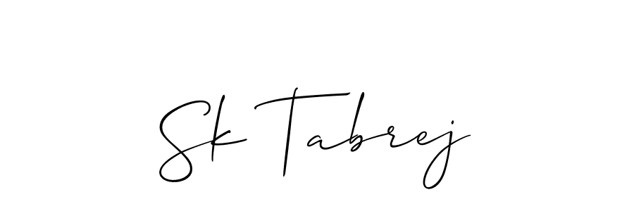 How to make Sk Tabrej name signature. Use Allison_Script style for creating short signs online. This is the latest handwritten sign. Sk Tabrej signature style 2 images and pictures png