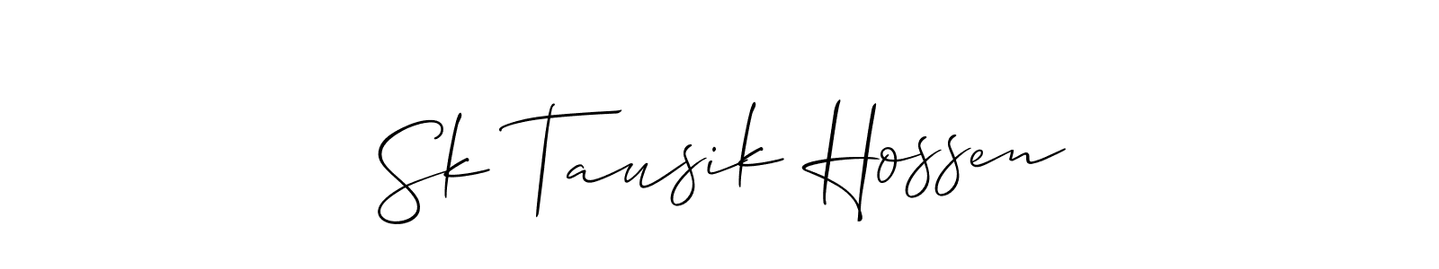 How to make Sk Tausik Hossen name signature. Use Allison_Script style for creating short signs online. This is the latest handwritten sign. Sk Tausik Hossen signature style 2 images and pictures png