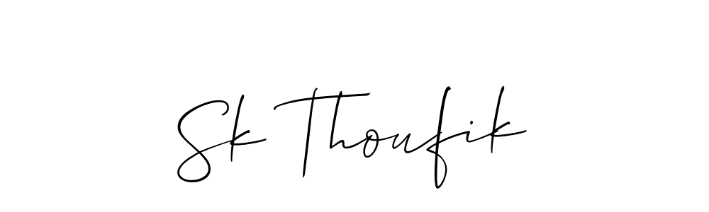 Use a signature maker to create a handwritten signature online. With this signature software, you can design (Allison_Script) your own signature for name Sk Thoufik. Sk Thoufik signature style 2 images and pictures png