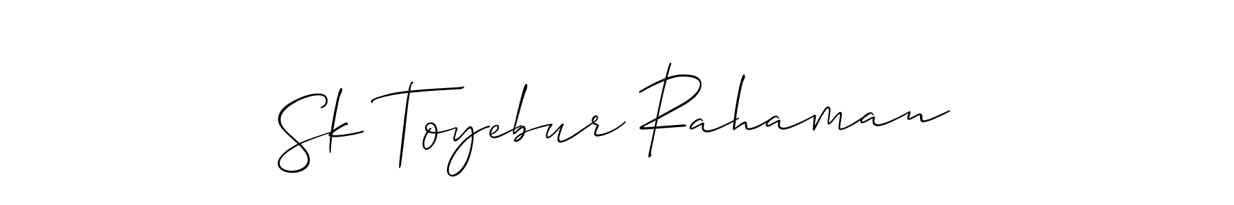 Design your own signature with our free online signature maker. With this signature software, you can create a handwritten (Allison_Script) signature for name Sk Toyebur Rahaman. Sk Toyebur Rahaman signature style 2 images and pictures png