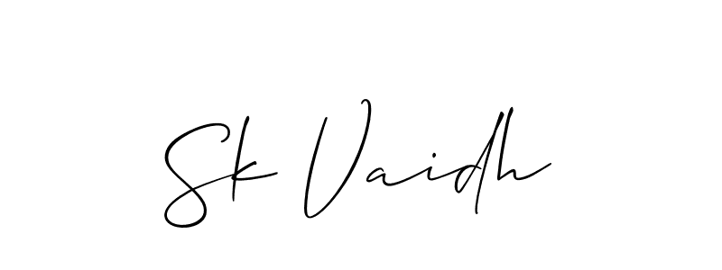 Make a beautiful signature design for name Sk Vaidh. With this signature (Allison_Script) style, you can create a handwritten signature for free. Sk Vaidh signature style 2 images and pictures png