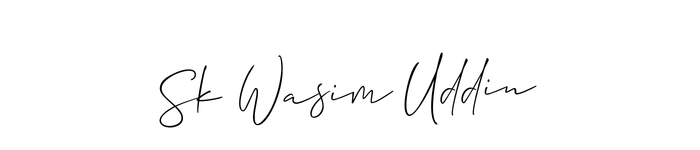 How to make Sk Wasim Uddin name signature. Use Allison_Script style for creating short signs online. This is the latest handwritten sign. Sk Wasim Uddin signature style 2 images and pictures png