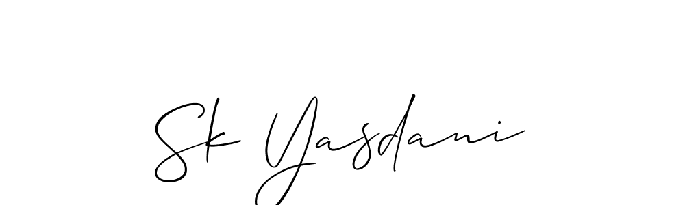 Allison_Script is a professional signature style that is perfect for those who want to add a touch of class to their signature. It is also a great choice for those who want to make their signature more unique. Get Sk Yasdani name to fancy signature for free. Sk Yasdani signature style 2 images and pictures png
